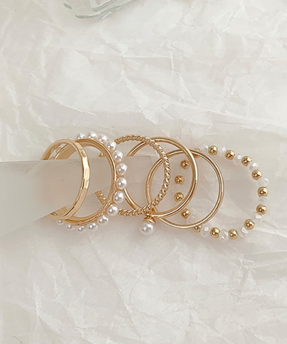 Pear Ball And Band Ring Set