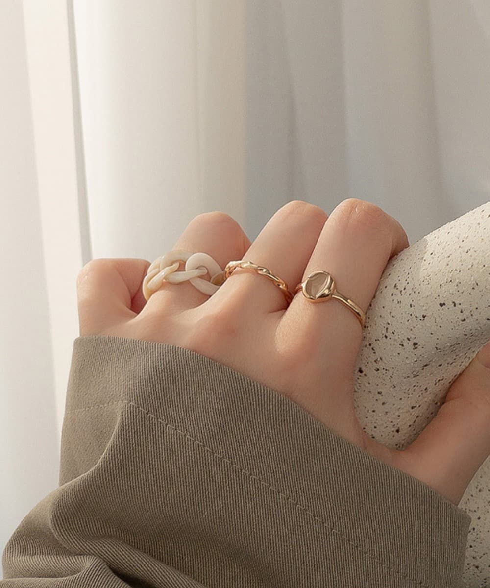 Acrylic Bold Chain Epoxy Ring Set
