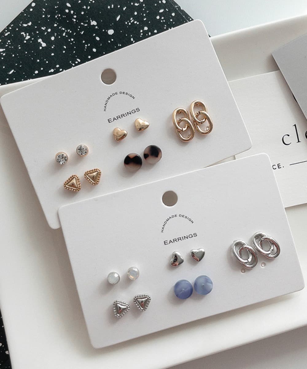 Blue Marble & Leopard Mini Earrings Set