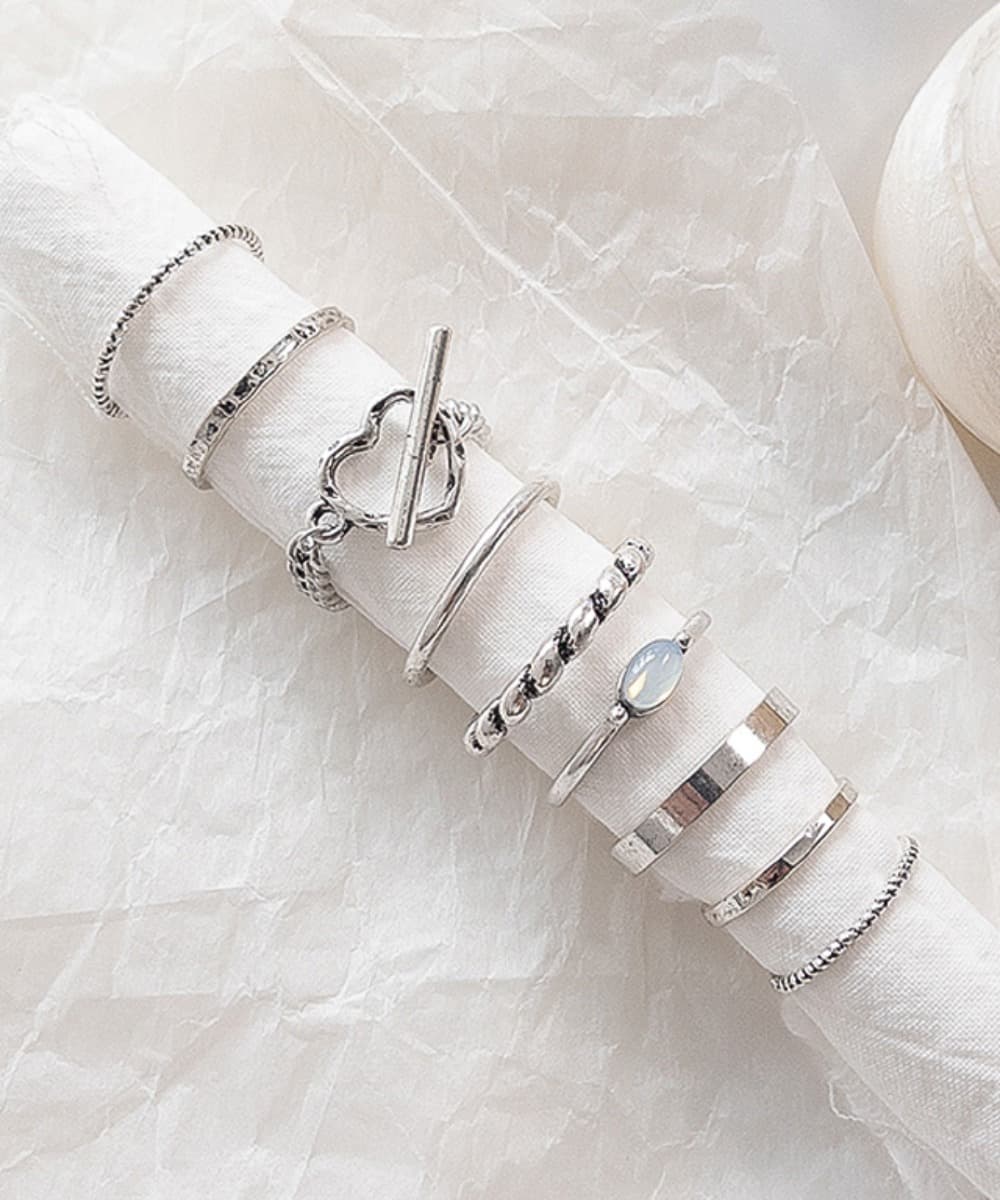 Chain Heart Toggle Ring Set