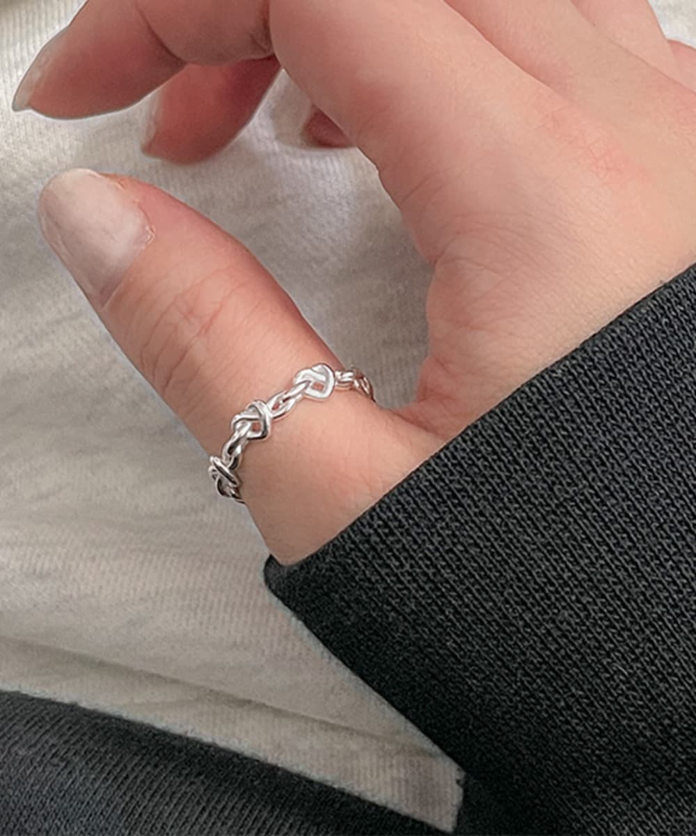 Knot Twisted Volume Heart 925 Sterling Silver Ring (3colors)