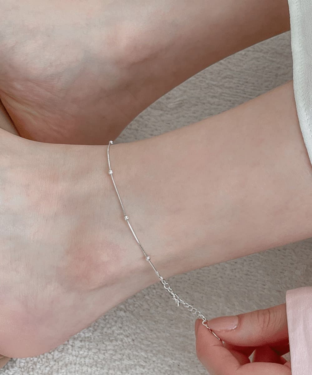 Snake Chain Anklet With 3mm Balls