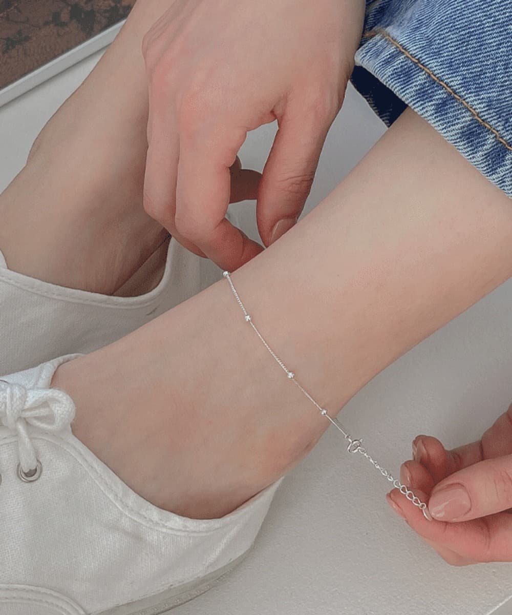 2.5mm Ball Chain Sterling Silver Anklet