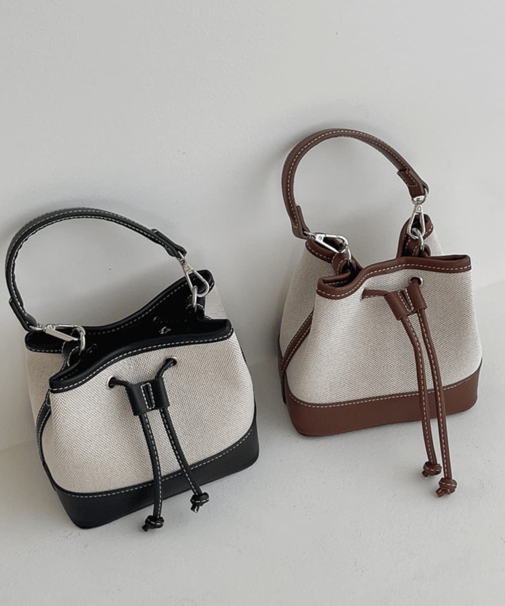 Stitch Canvas Mini Handbag Bucket Bag (strap Included)