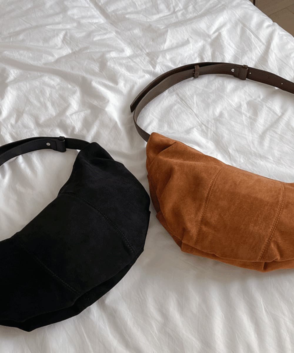 Croissant Suede Half Shoulder Crossbody Bag
