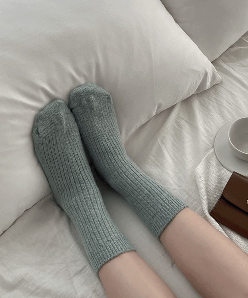 Rams Wool Socks, Thin Winter Socks, Mid-calf Ribbed Socks