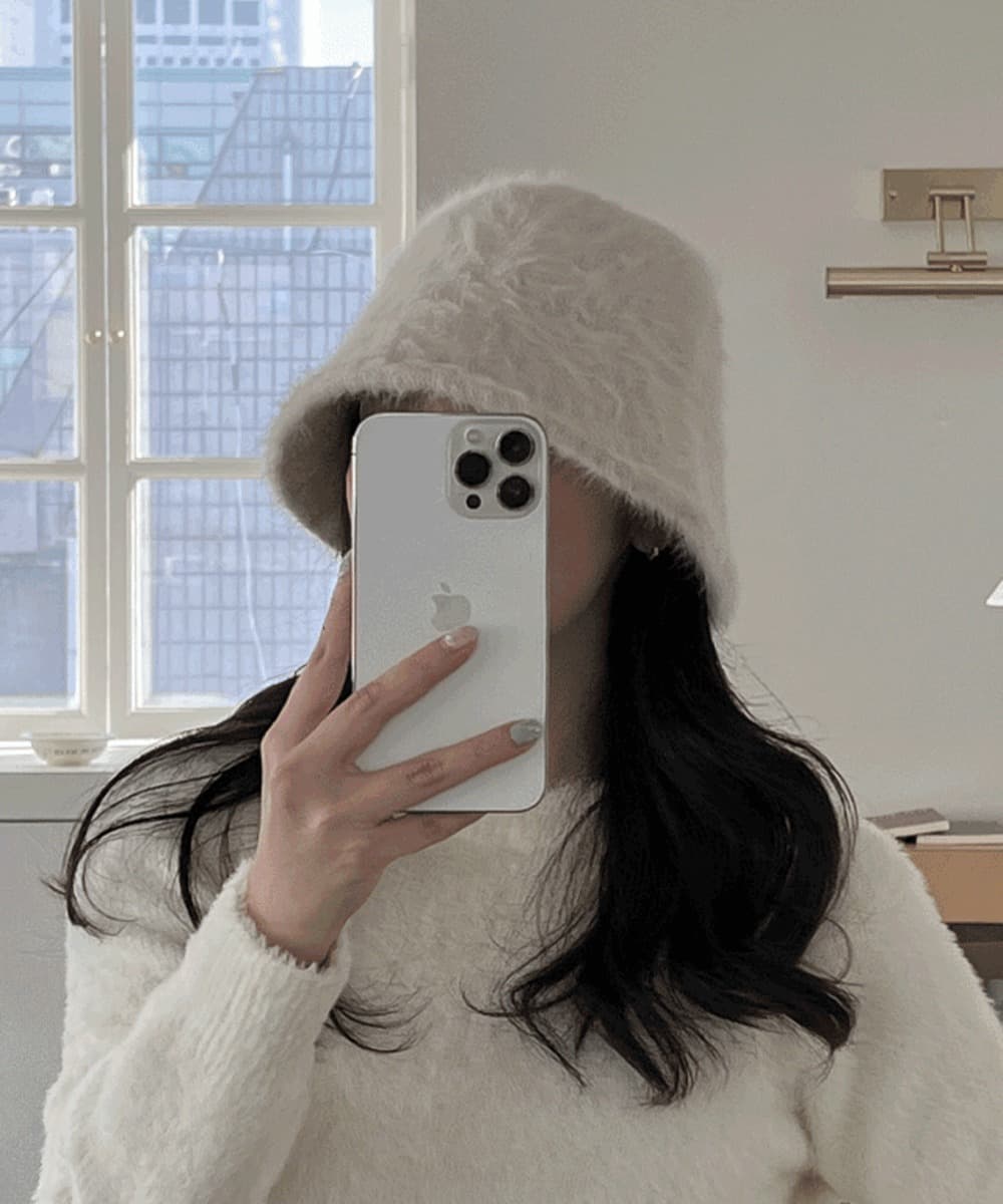 Cozy Angora Fur Bucket Hat In Warm Tones