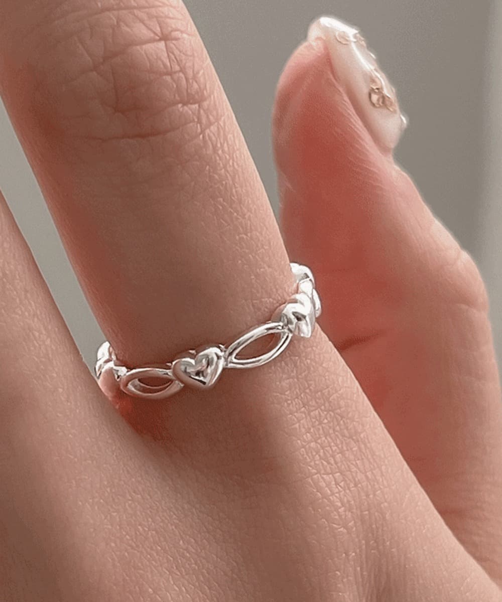 Volume Heart Freesize 925 Silver Ring