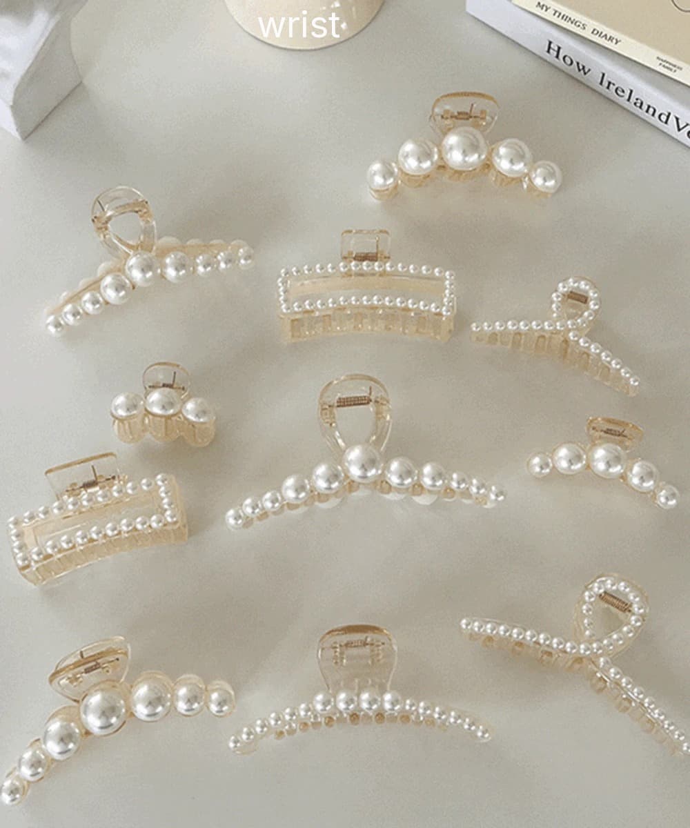Pearl Hair Claw Clip For Low Ponytail Or Half-updo Mini Hairpins