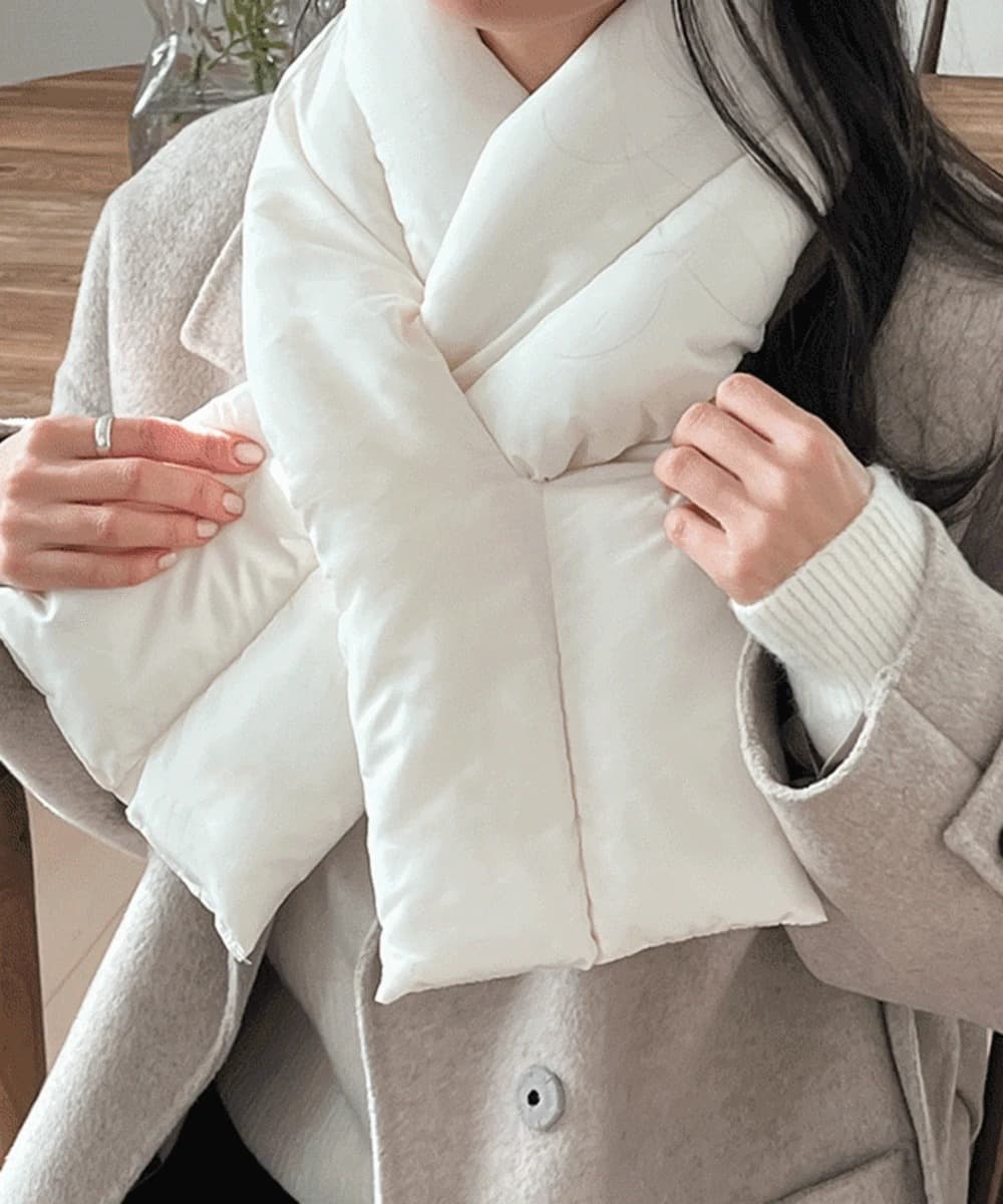 Double Line Lightweight Down Padding Neck Scarf For Men And Women