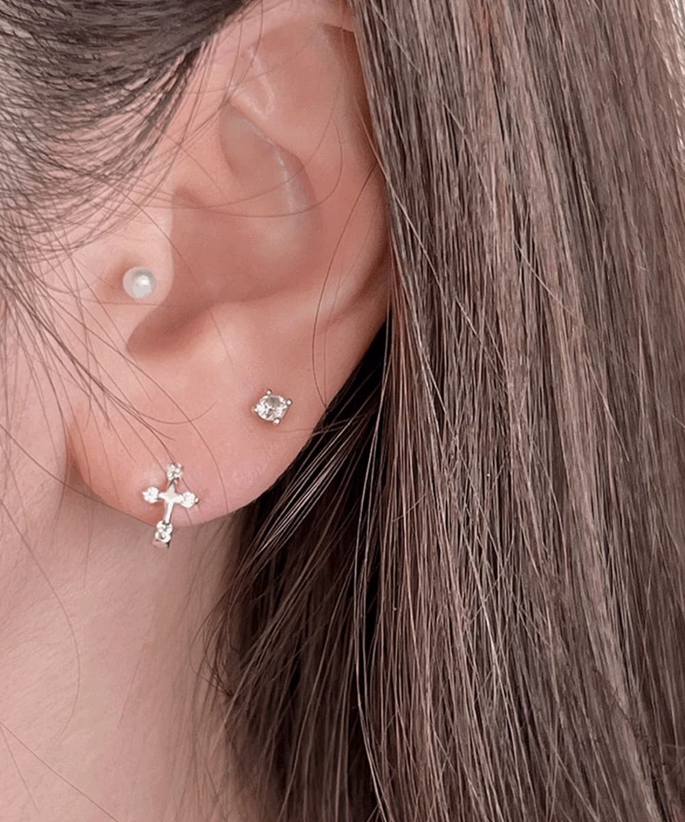 Cross Huggie Earrings In 925 Sterling Silver (3 Colors)