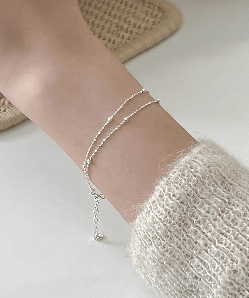 Silver925 Double Chain Mini Ball 925 Silver Bracelet