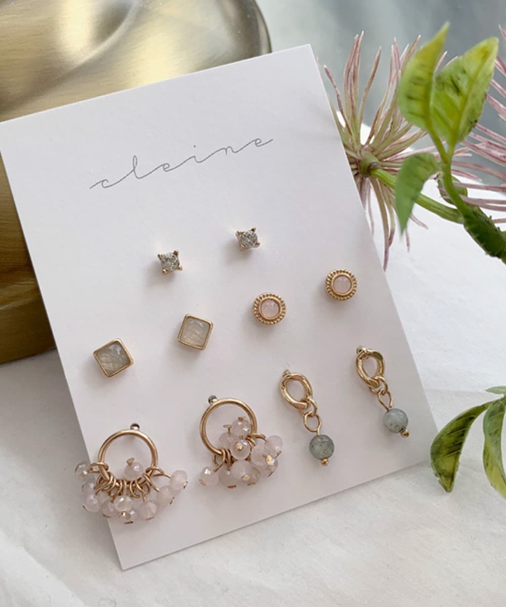 Mini Drop Ti Post Earrings Set