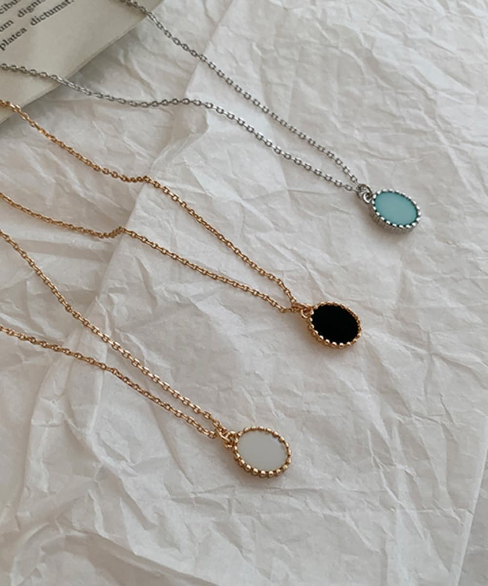 Unplated Mint Summer Oval Drop Necklace
