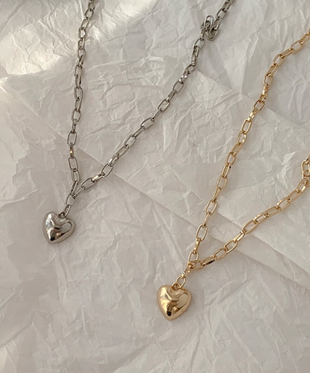 Unplated Heart Big Chain Necklace (2 Colors)